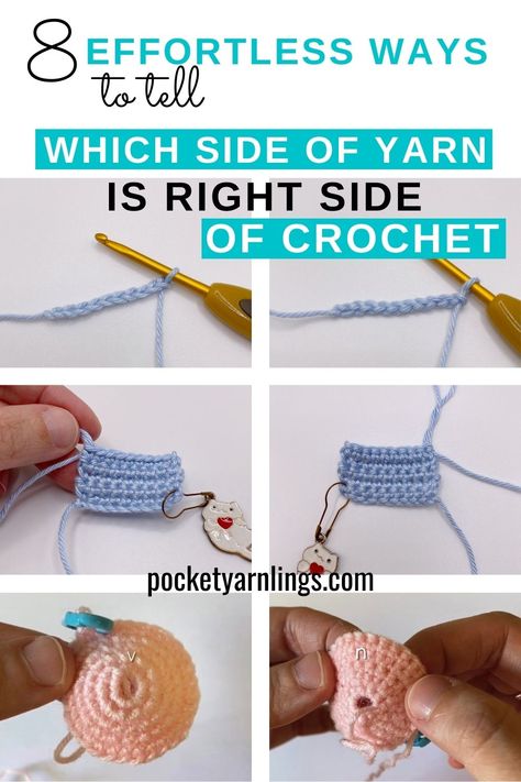 If you have always wondered which side of the crochet project is the right side or the wrong side, then you should get the answers here! There are 8 different ways to differentiate the inside and the outside of amigurumi and crochet projects. By the end of this post, you should know your right from your wrong very easily! Crochet Pocket, Dishcloth Crochet Pattern, Crochet Geek, Crochet Tools, Crochet Circles, Crochet Handbags Patterns, Crochet Dishcloths, Crochet Stitches For Beginners, Crochet Tutorials