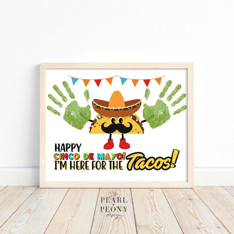 PRINTABLE Cinco de Mayo Tacos Handprint Art Craft, Keepsake Art, Toddler Preschool Kindergarten Daycare Homeschool Activity, US Letter & A4 by PearlPeonyDesign on Etsy Handprint Gifts, Diy Toddler, Footprint Art, Non Toxic Paint, Handprint Craft, Handprint Art, Art Activities For Kids, Homeschool Activities, Printable Crafts