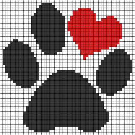 Graphghans Crochet Patterns Free, Graph Crochet, Paw Pattern, Pixel Crochet, Tapestry Crochet Patterns, Pixel Pattern, Pixel Art Pattern, Crochet Tapestry, Cross Stitch Animals