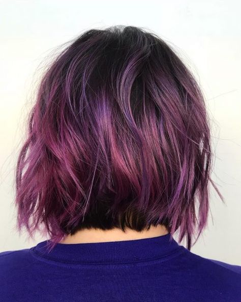 Dark Brown Hair With Purple, Brown Hair With Purple Highlights, Brown Hair With Purple, Short Hair With Highlights, Hair With Purple Highlights, Hair With Purple, Purple Brown Hair, Short Purple Hair, Best Short Hair