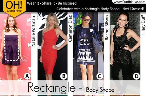 Are you the Rectangle body shape?  See other celebrities that have the same body shape as you! Rectangle Body Shape Fashion, Rectangle Body Shape Outfits, Inverted Triangle Fashion, Dress For Body Shape, Dress Body Type, Rectangle Body Shape, Style Analysis, Celebrity Bodies, Shape Fashion