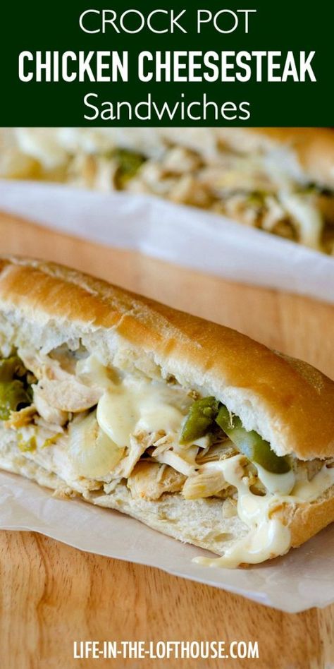 Philly Chicken Cheesesteak Sandwiches, Chicken Philly Sandwich Crockpot, Chicken Peppers Crockpot Recipes, Crock Pot Chicken Cheese Steak, Crockpot Chicken Philly Sandwiches, Slow Cooker Chicken Philly Sandwiches, Chicken Cheesesteak Sandwich, Crockpot Chicken Recipes Sandwiches, Chicken Philly Crockpot