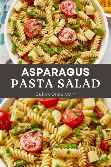 This Asparagus Pasta Salad with Honey Mustard Dressing is the perfect side dish for all of your springtime celebrations! Salad With Honey Mustard Dressing, Baked Bree Recipe, Asparagus Pasta Salad, Baked Pasta Dishes, Chicken Appetizers, Asparagus Pasta, Honey Mustard Dressing, Mustard Dressing, Green Bean Recipes