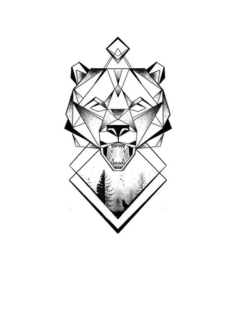 Geometric Bear Tattoo, Bear Paw Tattoos, Beer Tattoos, Name Tattoos For Moms, Bear Sketch, Bear Tattoo Designs, Totem Tattoo, Geometric Graphic Design, Bear Artwork