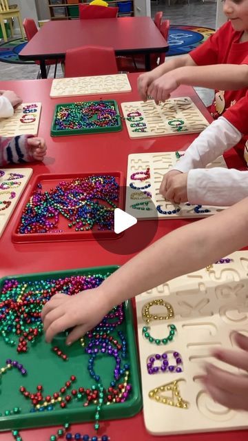 PoPcorn PoPPin Preschool on Instagram: "So much going on with their activity. Not only Letter recognition, but finding beads the correct size to make each letter. Talking, helping, searching, multi steps, sensory. 

#preschoolactivity #alphabetfun #thinkinginpreschool #smallgroups #alphabetplay #letterrecognition" Multi Sensory Number Activities, Letter Recognition Activities, Number Activities, Letter A Crafts, Early Literacy, Letter Recognition, Preschool Learning Activities, Preschool Learning, Small Groups