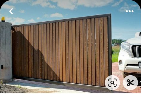 Gate Design Modern Sliding, Modern Sliding Gate, House Front Gate, Wooden Gate Designs, Gate Design Modern, Automatic Sliding Gate, Idea Bedroom, Home Gate Design, Gate Designs Modern