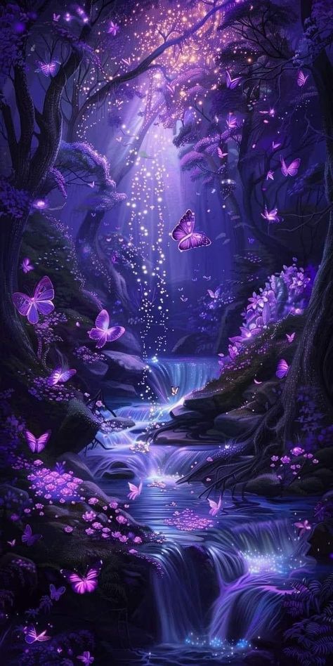 Beautiful Butterflies Wallpaper, Aesthetic Purple Background Landscape, Scenery Wallpaper Purple, Purple Butterflies Aesthetic, Pretty Wallpapers Purple, Purple Aesthetic Background Landscape, Pretty Butterfly Wallpapers, Purple Landscape Aesthetic, Purple Nature Aesthetic