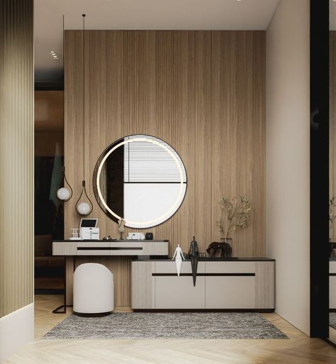 master bed dressing room Dresser Unit Design, Corner Vanity Bedroom, Dressing Table Unit, Closet Table, Dresser Unit, Bed Dressing, Dressing Unit, Bedroom Tv Wall, Bedroom Interior Design Luxury