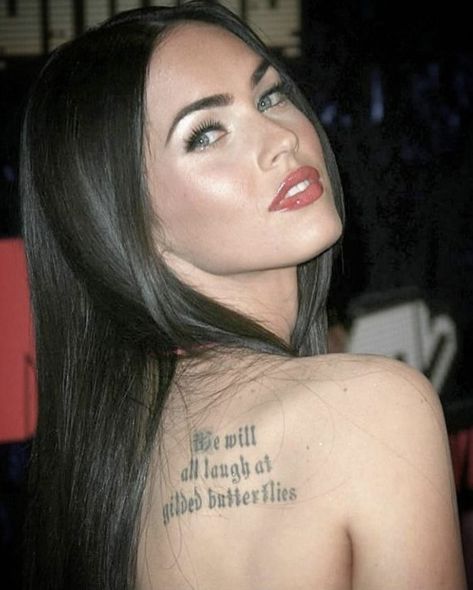 Megan Fox, The Back, Black Hair, A Woman, Fox, Tattoos, Hair, Black