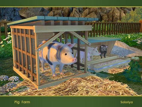 Sims 4 Farm, Pig Shelter, Pig Farm, Pig House, Sims 4 House Building, Pig Farming, Sims 4 Downloads, Sims Community, Farm Decor