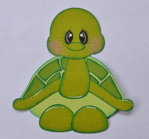 Paper Piecing Turtle , for Scrapbook Layouts,  Tiny Treasures picclick.com Frog Scrapbook Ideas, Jungle Scrapbook Pages, Turtle Scrapbook Pages, Dino Scrapbook Page, Jungle Theme Scrapbook Pages, Cartoon Turtle, Rock Animals, Bridal Shower Scrapbook, Paper Piercing