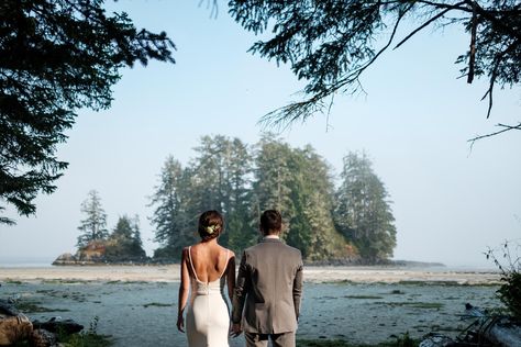 Couples In Nature, Tofino Wedding, Marriage Officiant, Tofino Bc, Tiny Wedding, Groom Looks, Wild Beauty, Coastal Wedding, Wedding Linens