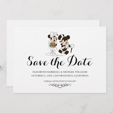 Mickey Save The Date Disney, Minnie Mouse Wedding, Disney Wedding Invitations, Disney Inspired Wedding, Disney Wedding Theme, Mickey Y Minnie, Future Mrs, Save The Date Postcards, Save The Date Magnets