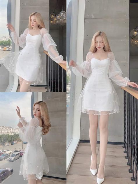 Korean Fashion Dress, Fairytale Dress, فستان سهرة, White Dresses, Kpop Fashion Outfits, Girls Fashion Clothes, Teenage Fashion Outfits, Dress Party, Classy Dress