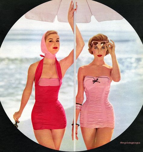 @myvintagevogue on Instagram: “Catalina Swimwear 1956 #summer #swimwear #vintage #1950s #pinupstyle #vintagefashion #vintagestyle #bathingsuit” 1950s Bathing Suits, Pink Beachwear, Catalina Swimwear, Vintage Beachwear, Vestidos Pin Up, Retro Swimwear, Vintage Bathing Suits, Vintage Swim, Seventeen Magazine