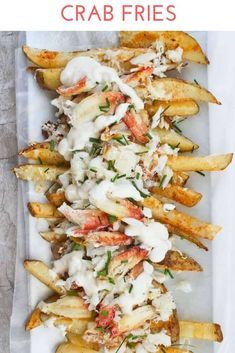 Garlic Yogurt Sauce, Seafood Appetizers Easy, Canned Crab Meat, Crab Fries, Garlic Yogurt, Easy Seafood, Baked Fries, Seafood Appetizers, Crab Recipes