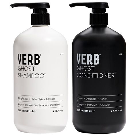 Ghost Weightless Shampoo and Conditioner Jumbo Set for Fine Hair - Verb | Sephora Moringa Oil, Aloe Vera Leaf, Coily Hair, Brittle Hair, Shampoo Conditioner, Smooth Hair, Wet Hair, Hair Shampoo, Protective Hairstyles