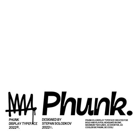 Stepan Solodkov on Instagram: "Its my second font name “Phunk” it’s playful and funky display font for short bold headlines. #urbanart #inkygoodness #designblacklist #graphicdesign #typography #inspofinds #mindsparklemag #tdkpeepshow #motiondesign #kineticdesign #identitydesign #graphicdesignispiration #curatory #certainmagazine #snapmag #graphicindex #fruitsartclub #typeposters #designfeed #typeface #fontdesign" Smooth Typography, Funky Typeface, Club Typography, Funky Lettering, Messy Fonts, Edgy Typography, Funky Typography, Funky Logo, Funky Type