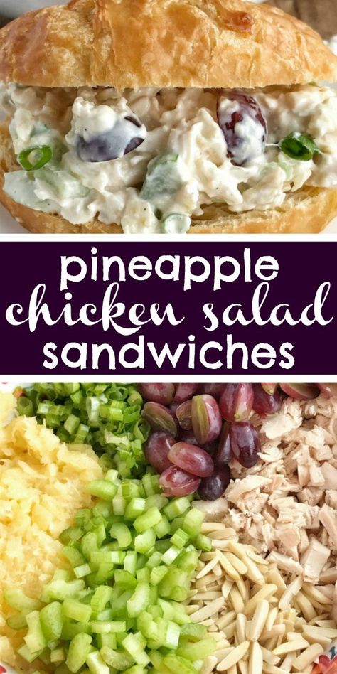 Pineapple Chicken Salad, Croissant Rolls, Chicken Salad With Pineapple, Sandwiches Chicken, Chicken Salad Sandwiches, Salad Chicken, Creamy Dressing, Pineapple Chicken, Chicken Salad Sandwich