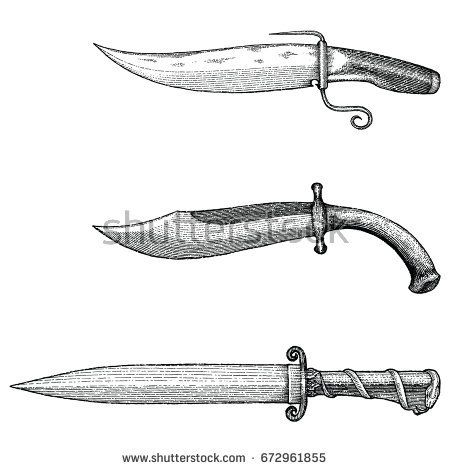 Knife In Chest Drawing, Medieval Flail Drawing, Vintage Knife Illustration, Midevil Woodcut Tattoos, Ornate Knife, Composition Drawing, Knife Drawing, Engraving Illustration, Digital Art Tutorial