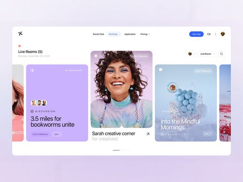 Social Media Landing page by Awsmd on Dribbble Landing Page Inspiration, Card Ui, Presentation Deck, Ui Ux Designer, Ui Design Website, Brand Communication, Portfolio Web Design, Website Design Layout, Health App