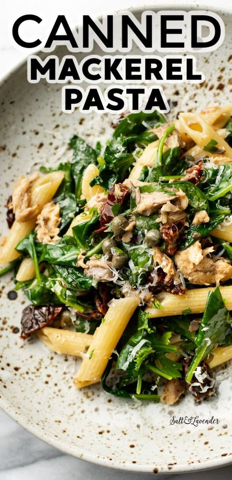 Need a quick pantry meal? This canned mackerel pasta recipe is a fuss-free and delicious option for when you don't want to put a lot of effort into dinner! Canned Mackerel Recipes, Mackerel Pasta, Sardine Recipes Canned, Canned Mackerel, Olive Oil Sauce, Sardine Recipes, Mackerel Recipes, Quick Pasta Recipes, Fish Recipes Healthy