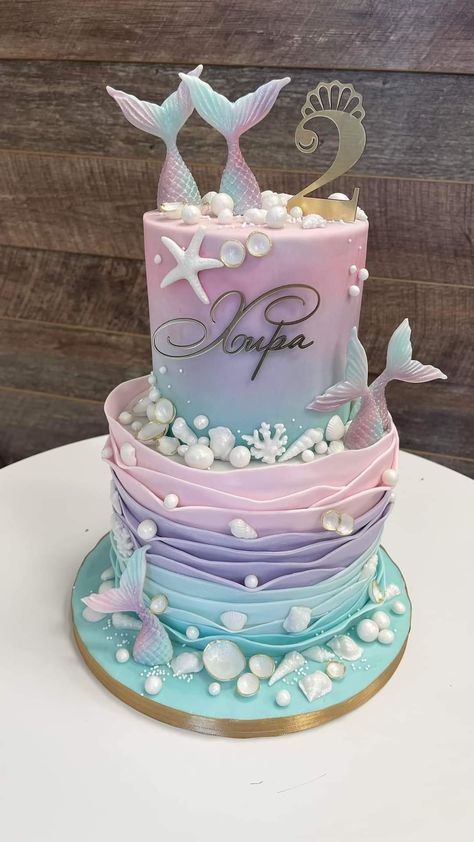 Mermaid Cake Designs Birthday Parties, Ariel Cake, Mermaid Cookies, Party Cake Table, Little Mermaid Cakes, Mermaid Birthday Party Decorations, Fondant Cake Designs, Mermaid Theme Birthday Party, Mermaid Birthday Cakes