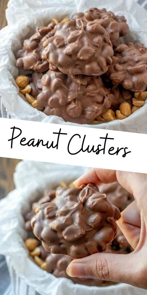 These Peanut Clusters are an easy 4 ingredient recipe that whips up quickly and is perfect for snacking on or gifting. One candy recipe that you can’t pass up. Sweet Chips, Peanut Clusters, Candy Recipe, Almond Bark, Homemade Cake Recipes, Oreo Dessert, Chocolate Almond, S'mores, Chocolate Sweets