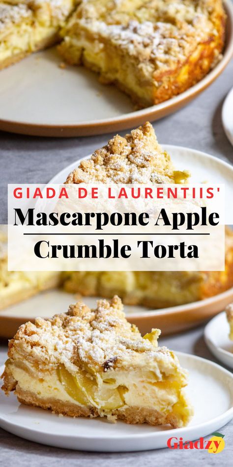 Italian Mascarpone Cake, Apple Mascarpone Tart, Italian Apple Dessert Recipes, Apple Mascarpone Cake, Easy Dessert Cakes, Things To Make With Marscapone, Rustic Baking Recipes, Martha Stewart Desserts, What Can I Make With Marscapone