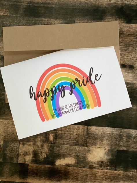 Pride Cards, Ally Pride, Printable Holiday Card, Hand Lettering Cards, I Love Nyc, Im Proud Of You, Rainbow Card, Rainbow Hearts, Homemade Gift Ideas