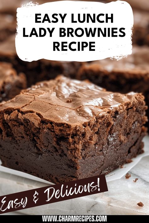 Revisit the nostalgic taste of school cafeteria sweets with this easy Lunch Lady Brownies recipe. These decadent, fudgy homemade brownies are thick, rich, and packed with flavor. Discover how to create the perfect brownie that’s chewy on the inside and crispy on the edges. With simple ingredients and clear steps, you’ll enjoy a delightful baking experience that brings back memories of lunch hours spent with friends. Make these brownies today for a taste that everyone will remember. Lunch Room Brownies, Lunch Ladies Brownies, Lunch Room Ladies Brownies, Best Chewy Brownie Recipe, Quick And Easy Brownie Recipe, Lunch Lady Recipes, Lunch Lady Brownies Recipe, Homemade Brownies Recipe, Fudgy Homemade Brownies