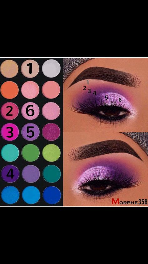 Colored Eye Shadow, Types Of Eyeshadow Looks, Step By Step Eyeshadow Looks, Eyeshadow Color Combinations Ideas, Winter Eyeshadow Looks Step By Step, Purple Eye Makeup Step By Step, Colorful Eyeshadow Looks Step By Step, Makeup Pictorial Step By Step, Purple Makeup Looks Step By Step