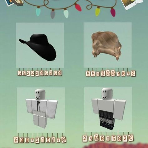 Follow me for More! Roblox Cowboy Outfit Codes, Cow Tops, 1980 Clothes, Off Shoulder Jacket, Codes Bloxburg, Spy Outfit, Roblox Hair, Clothing Codes, Roblox Clothing