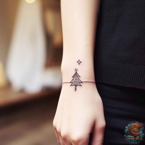 The Joys of Getting a Christmas Tattoo – 52 Designs - inktat2.com Christmas Tattoo Minimalist, Minimalist Christmas Tattoo, Christmas Tree Tattoo, Landscape Tattoos, Bestie Tats, Christmas Tattoos, Tiny Designs, Miniature Landscape, Christmas Tattoo