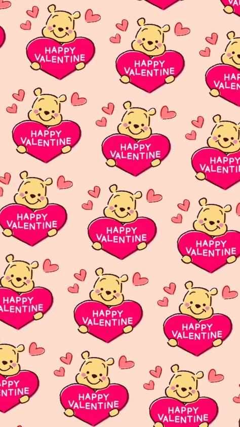 Winnie The Pooh Valentines Day Wallpaper, Wallpaper Backgrounds Valentines Day, Valentines Wallpapers, Valentines Day Wallpapers, Day Wallpaper Aesthetic, Wallpaper Valentines Day, Pooh Wallpaper, Valentine's Day Wallpaper, Seasonal Wallpaper