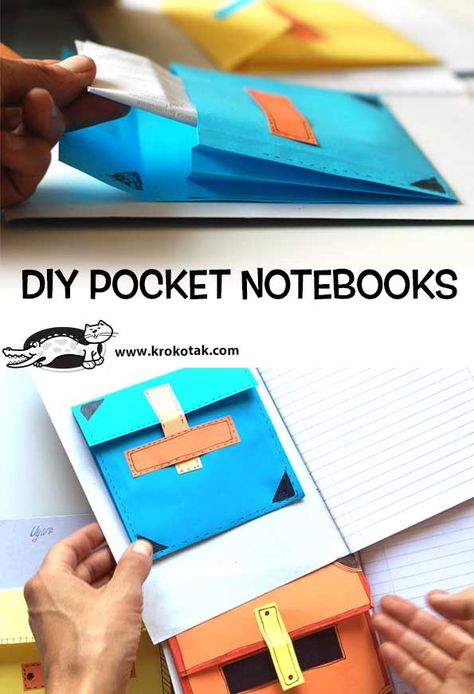 DIY POCKET NOTEBOOKS How To Make A Booklet Out Of Paper, How To Make A Paper Pocket, Preschool Origami, Diy Pocket Notebook, Paper Pockets Diy, How To Make A Pocket In A Notebook, Lapbook Junk Journal, Diy Paper Bag Book, Diy Pockets