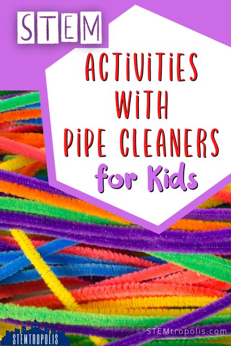 Pipecleaner Stem Activities, Fun Stem Activities For Kindergarten, Stem Easy Activities, Stem Club Ideas, Stem Activity For Toddlers, Steam Activities Elementary Kindergarten, Steam Camp Ideas, Playdough Stem Activities, Pre K Steam Activities