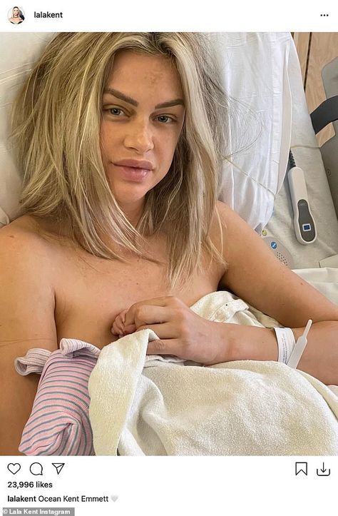 LaLa Kent gives BIRTH: welcomes daughter Ocean Kent Emmett as she shares intimate snap from hospital | Daily Mail Online Big Brother Tv, 6 Weeks Pregnant, Lala Kent, Lisa Vanderpump, Vanderpump Rules, Popular Actresses, Unique Baby Names, Pregnancy Journey, Pregnancy Birth