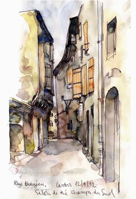 Brenda Swenson, Voyage Sketchbook, Watercolor Architecture, Artist Sketchbook, Travel Sketches, Architectural Sketch, Watercolor Wash, Urban Sketchers, Pen And Watercolor