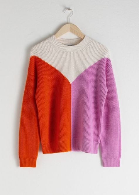 Cute Sweaters For Fall, Trouser Outfits, Ribbed Knit Sweater, Pattern Sweater, Color Block Sweater, Fashion Story, Colour Block, Wool Blend Sweater, Fall Sweaters