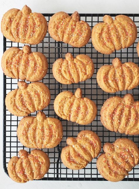 Gourmet Butter, Cinnamon Christmas Cookies, Cookie Press Recipes, Spritz Cookie Recipe, Pumpkin Spices, The Perfect Cookie, Pumpkin Spice Cookies, Spritz Cookies, Cookie Press