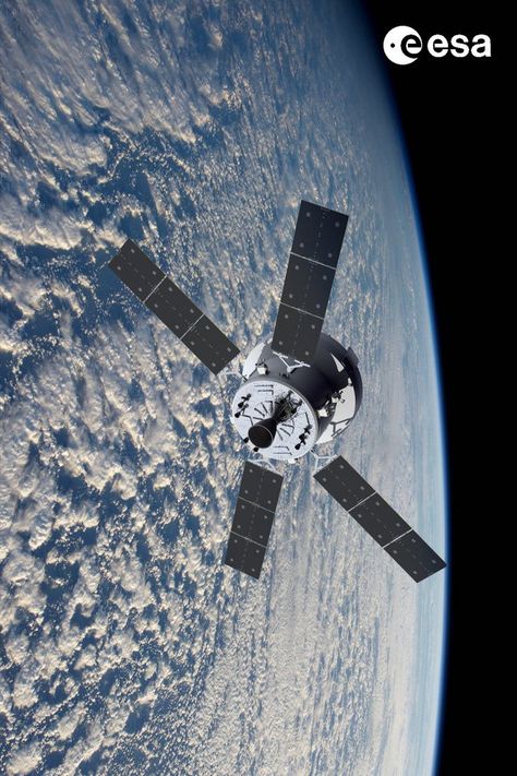 Artist impression of Orion over Earth. Orion is NASA’s next spacecraft to send humans into space. It will send astronauts further into space than ever before, beyond the Moon to asteroids and even Mars. ESA is overseeing the development of Orion’s service module, the part of the spacecraft that supplies air, electricity and propulsion. The European Service Module will take the Orion capsule to its destination and back. Image: NASA/ESA/ATG Medialab Orion Spacecraft, Moon Missions, Space Photography, Alien Planet, First Humans, International Space Station, Space Flight, Aircraft Design, Space Science