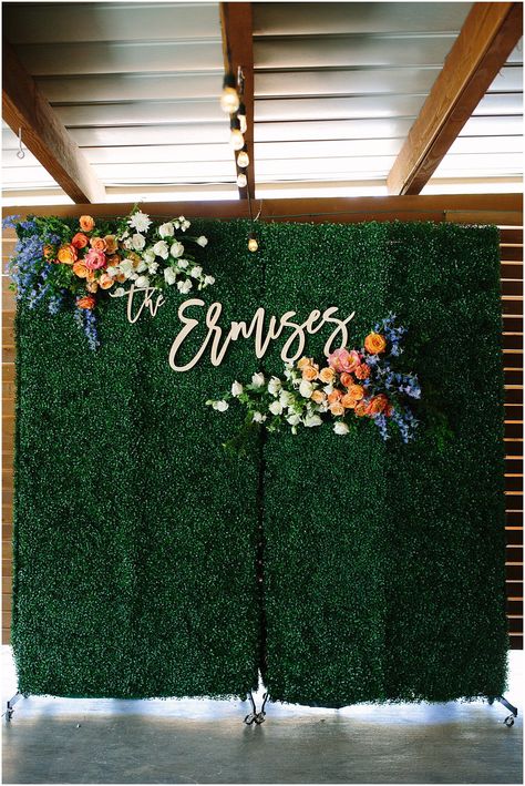 Wedding Planner Office, Greenery Backdrop, Greenery Wall, Salon Suites Decor, Austin Wedding Venues, Grass Wall, Light Backdrop, Prom Theme, Flower Wall Backdrop