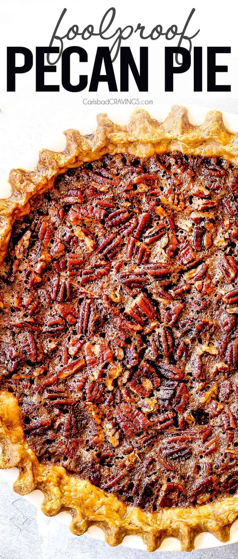 BEST Pecan Pie Recipe (+ video) with foolproof filling! Carlsbad Cravings Best Pecan Pie Recipe, Homemade Pecan Pie, Holiday Meal Planning, Best Pecan Pie, Pecan Pie Easy, Pecan Pie Filling, Carlsbad Cravings, Pecan Pie Recipe, Favorite Pie