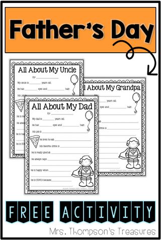 All About My Dad – Father’s Day Printable Fathers Day Questionnaire, All About My Dad, Dad Printable, Father's Day Activities, Homemade Fathers Day Gifts, Prek Classroom, Father's Day Printable, Uncle Grandpa, Free Printable Activities