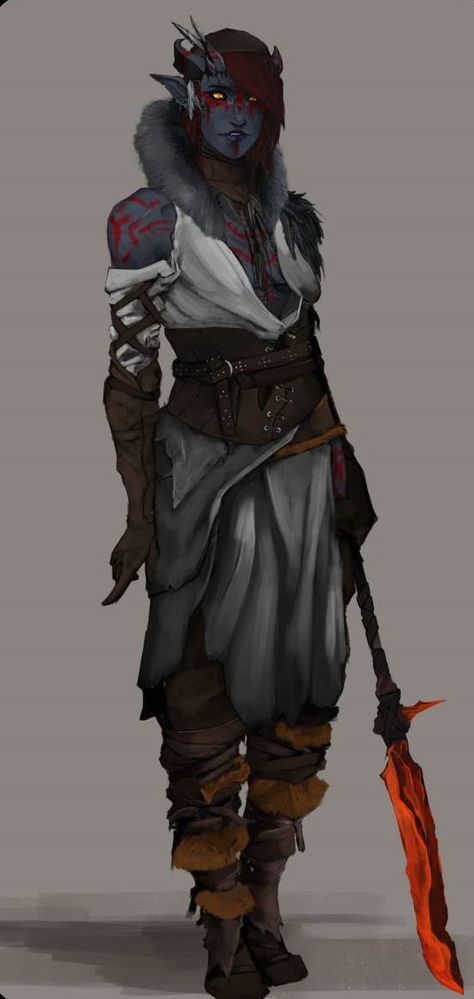 Qunari Barbarian Tiefling Warlock, Pathfinder Character, Heroic Fantasy, Dungeons And Dragons Characters, Game Character Design, Fantasy Warrior, Arte Fantasy, Fantasy Rpg, Fantasy Inspiration