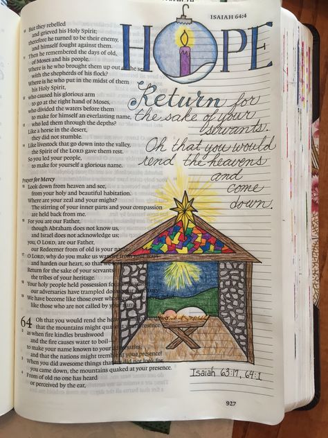 Nativity Bible Journaling, Christmas Bible Journaling Ideas, Bible Journaling Christmas, Christmas Bible Journaling, Scripture Art Journaling, Isaiah Bible, Bible Verse Tattoos, Bible Journals, Creative Bible