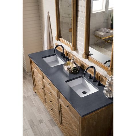 James Martin Furniture Savannah 72" Double Bathroom Vanity Set Double Vanity Cabinet, Silestone Countertops, Quartz Vanity Tops, James Martin Vanity, Wood Backsplash, Double Sink Bathroom, Vanity Countertop, Double Sink Vanity, James Martin