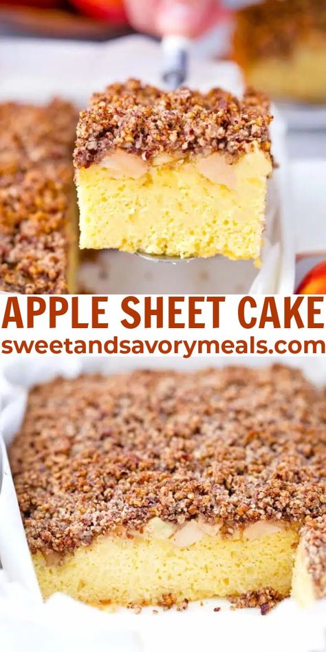 Baked Slices, Apple Sheet Cake, Pecan Streusel Topping, Dessert List, Cake Bars Recipe, Mouthwatering Desserts, Apple Cakes, Awesome Desserts, Cake Rolls