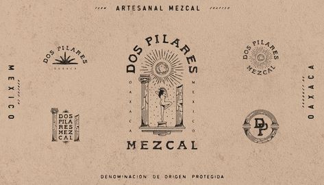 Branding kit for Dos Pliares Mezcal by Dexter Stevens Mezcal Brands, Logo Creation, Branding Design Inspiration, Branding Kit, Graphic Design Branding, Dexter, Design Inspo, Tequila, Branding Design